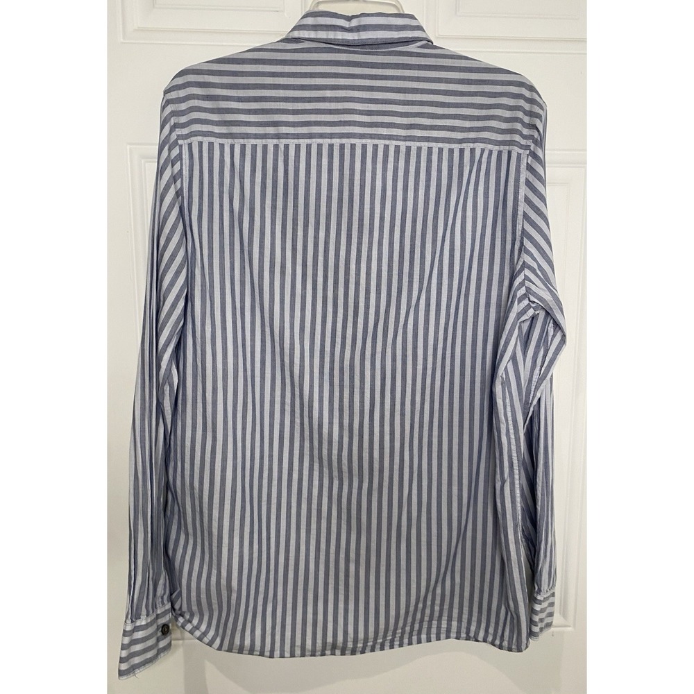 Calvin Klein Men's Medium Long Sleeve Blue Striped Button Down Shirt - Picture 7 of 7